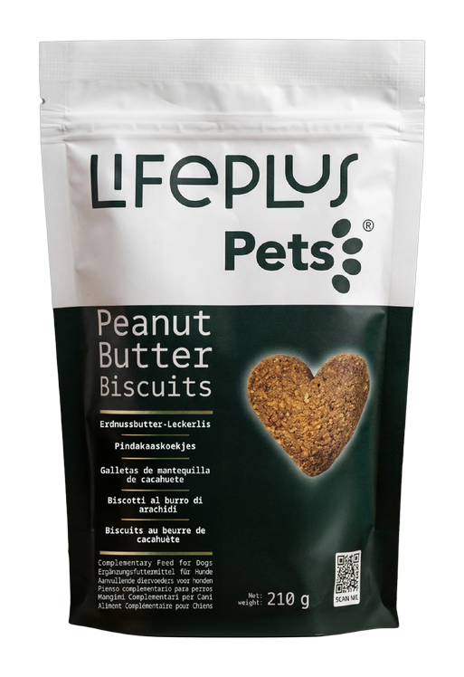 Lifeplus Pets 犬用ピーナッツバター ビスケット 210gの商品パッケージ